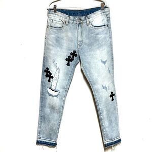 NWT Rare Twillmkt Custom Cross Patch Vintage Wash Jeans Mens 36W/31